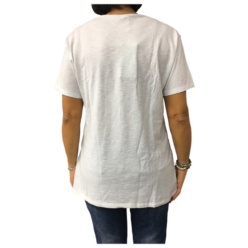 LA FEE MARABOUTE t-shirt donna mezza manica bianco 100% cotone MADE IN ITALY