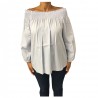 LA FEE MARABOUTEE camicia donna righe bianco/celeste 100% cotone MADE IN ITALY
