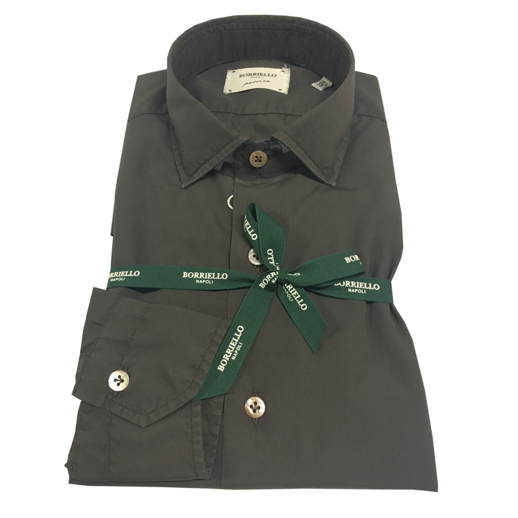 BORRIELLO NAPOLI shirt brown man art 4046/6 neck IDRO 100% cotton MADE IN ITALY BORRIELLO NAPOLI shirt brown man art 4046/6 neck IDRO 100% cotton MADE IN ITALY
