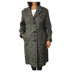 ELENA MIRO' cappotto donna spinato bianco/nero lunghezza cm 107