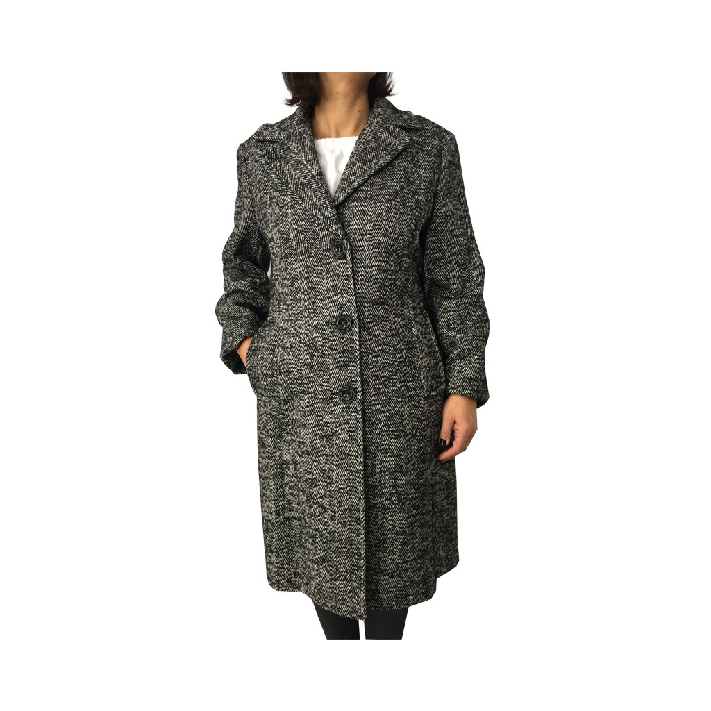 ELENA MIRO' cappotto donna spinato bianco/nero lunghezza cm 107