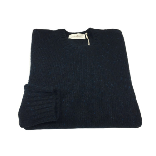 DELLA CIANA maglia uomo girocollo nero/blu 70% lana 30% cashmere MADE IN ITALY