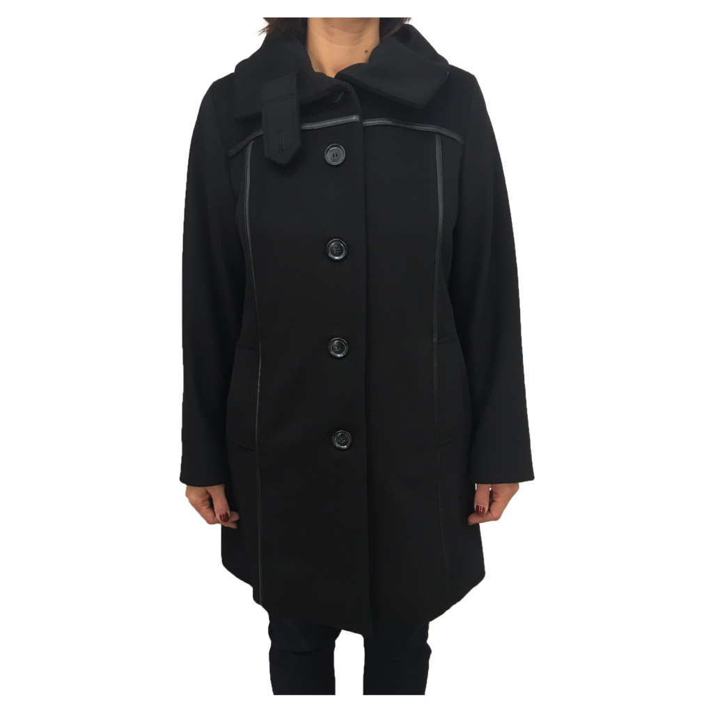 PERSONA by Marina Rinaldi black woman jacket with RASOI leatherette inserts