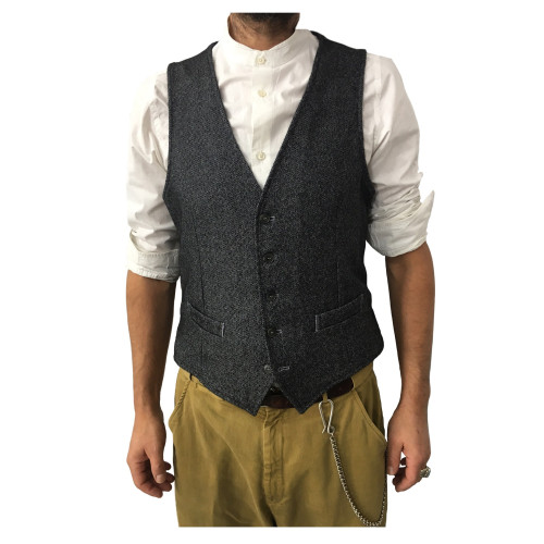 L.B.M 1911 gilet uomo grigio/nero 45%cotone 40%lana 15%poliammide mod 1421