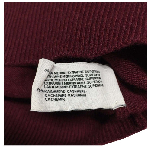 DELLA CIANA  knit man with buttons, burgundy, gray interior neck 80% wool 20% cashmere MADE IN ITALY