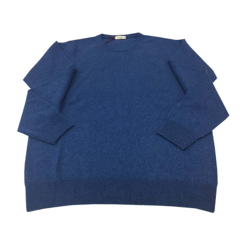 FERRANTE maglia uomo girocollo avio chiaro 100% cashmere TODD & DUNCAN MADE IN ITALY