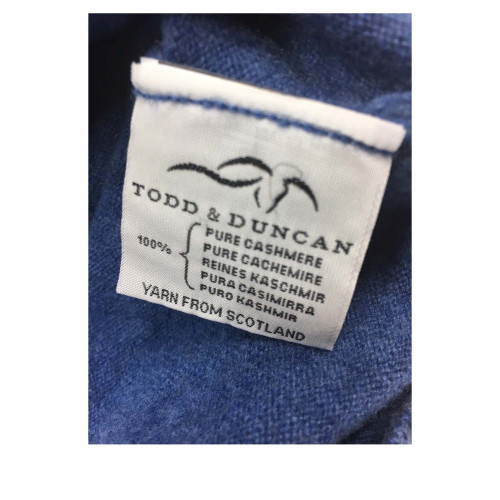 FERRANTE maglia uomo girocollo avio chiaro 100% cashmere TODD & DUNCAN MADE IN ITALY