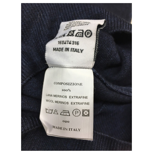 FERRANTE collo alto blu mélange dyed 100% lana extra fine MADE IN ITALY