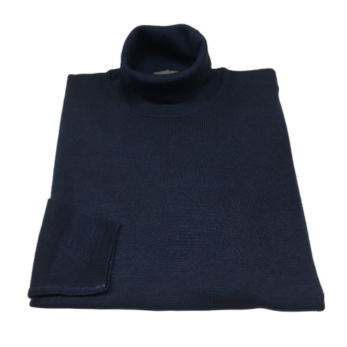 FERRANTE man blue mélange dyed roll neck men 100% wool MADE IN ITALY