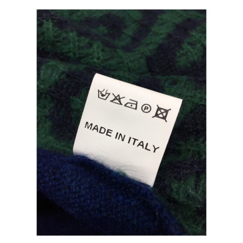 IRISH CRONE maglia uomo blu/verde/bluette 75% lana 7% mohair MADE IN ITALY