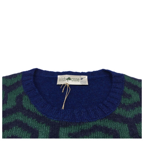 IRISH CRONE mesh man blue/green/bluette 75% wool 7% mohair MADE IN ITALY