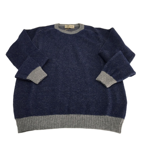 IRISH CRONE man wool denim/gray sweater  MADE IN ITALY