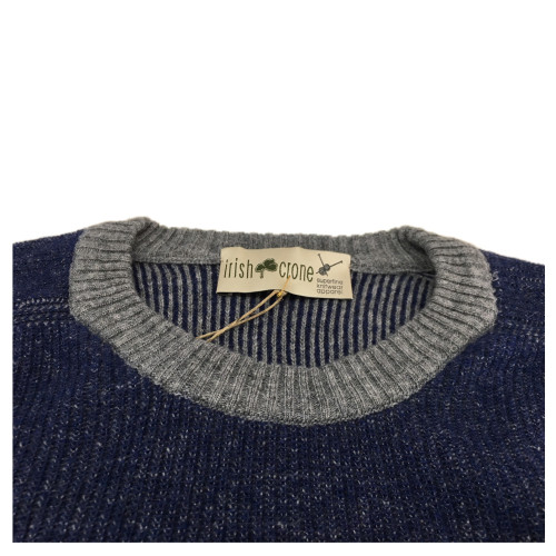 IRISH CRONE man wool denim/gray sweater  MADE IN ITALY