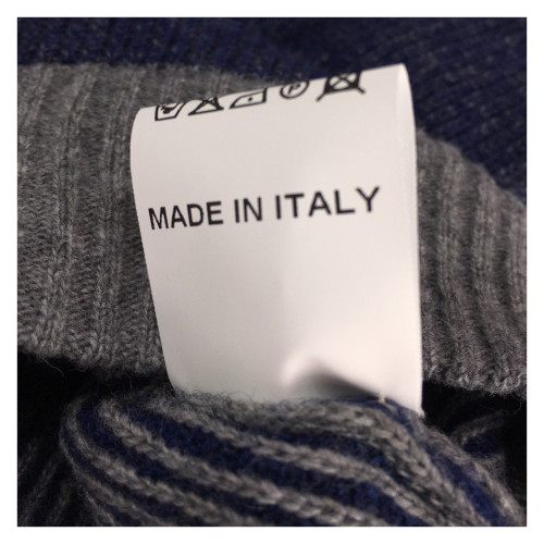 IRISH CRONE maglia lana uomo girocollo denim/grigio MADE IN ITALY