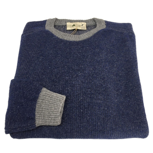 IRISH CRONE man wool denim/gray sweater  MADE IN ITALY