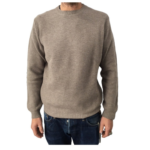 FERRANTE man blue sweater 90% wool 10% cashmere MADE IN ITALY