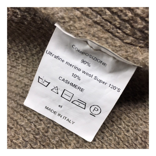 FERRANTE maglia uomo girocollo tortora lavorazione riso 90% lana 10% cashmere MADE IN ITALY