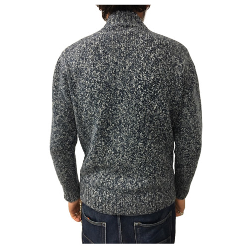 PANICALE man blue/ice cardigan with zip  100% cashmere MADE IN ITALY