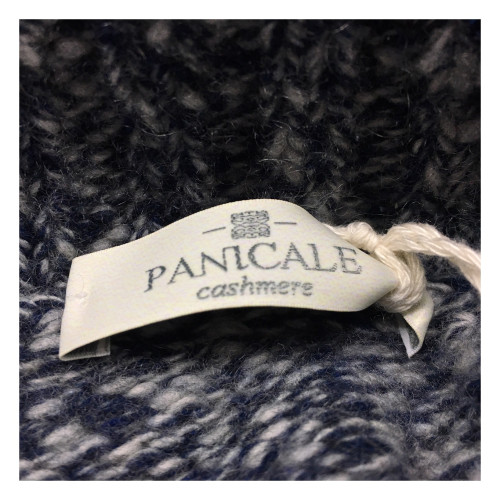 PANICALE man blue/ice cardigan with zip  100% cashmere MADE IN ITALY