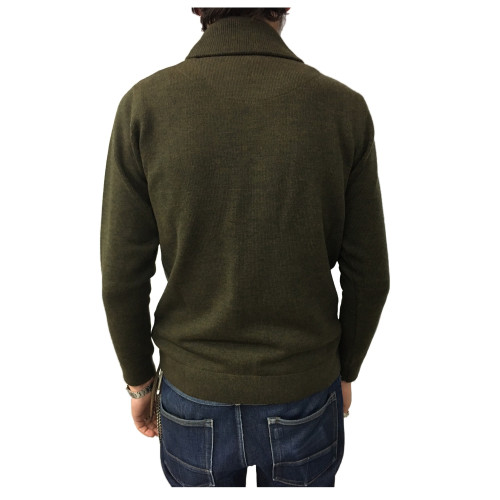 GRP maglia uomo verde militare mélange 100% lana MADE IN ITALY