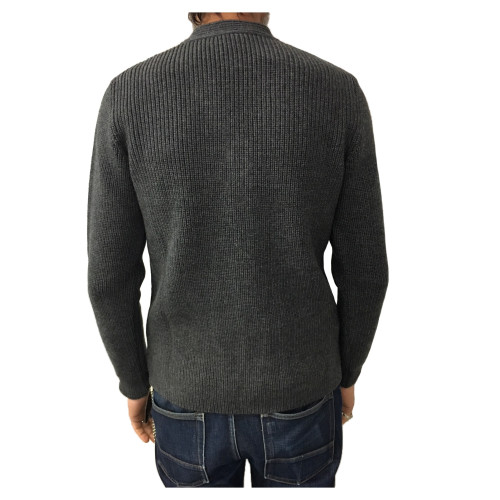 GRP cardigan uomo coste inglesi con tasche grigio 100% lana MADE IN ITALY