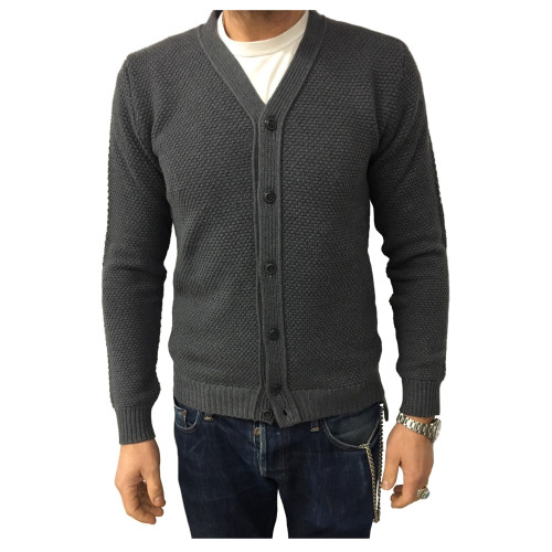 GRP cardigan man gray 100% wool MADE IN ITALY