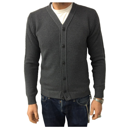 GRP cardigan uomo grigio 100% lana MADE IN ITALY