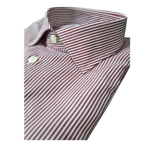 BRANCACCIO camicia uomo manica lunga riga bianco bordeaux