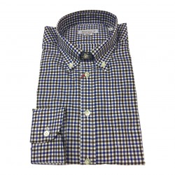 BRANCACCIO camicia uomo botton-down quadri azzurro/moro