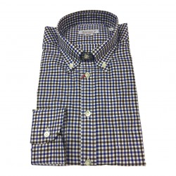 BRANCACCIO shirt botton-down shirt blue / maroon shirt 100% cotton