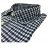 BRANCACCIO camicia uomo quadri blu/azzurro 100% cotone DOPPIO RITORTO