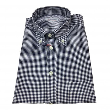 BRANCACCIO camicia uomo botton-down quadretti bianco/blu 100% cotone