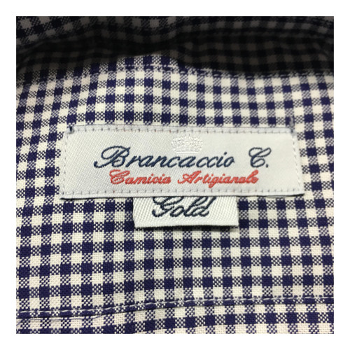 BRANCACCIO camicia uomo botton-down quadretti bianco/blu 100% cotone