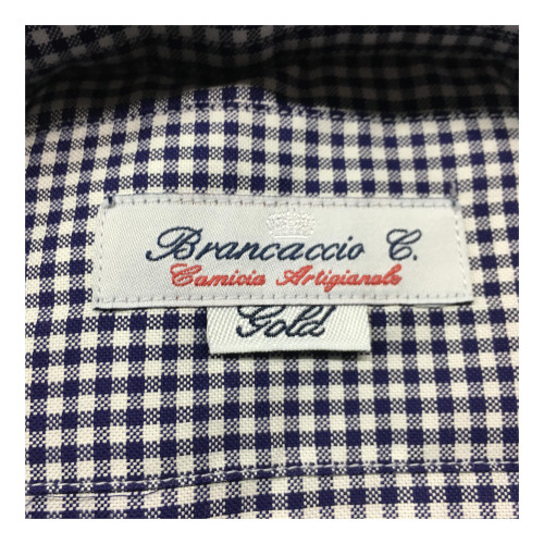 BRANCACCIO shirt man white/blue 100% cotton botton-down