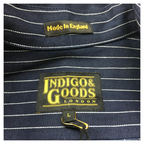 INDIGO AND GOODS man striped shirt blue/white mod COPINGER SHIRT 100% cotton MADE IN ENGLAND