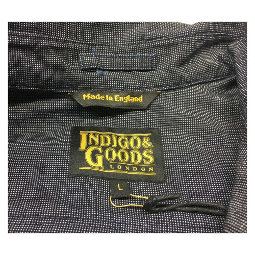 INDIGO AND GOODS camicia uomo blu/bianco mod ALDINGTON SHIRT 100% cotone MADE IN ENGLAND