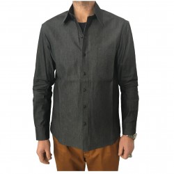 INDIGO AND GOODS man shirt black denim mod YAWKINS SHIRT 100% cotton MADE IN ENGLAND