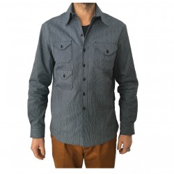INDIGO AND GOODS man shirt blue/white mod RIDOUT SHIRT 100% cotton MADE IN ENGLAND