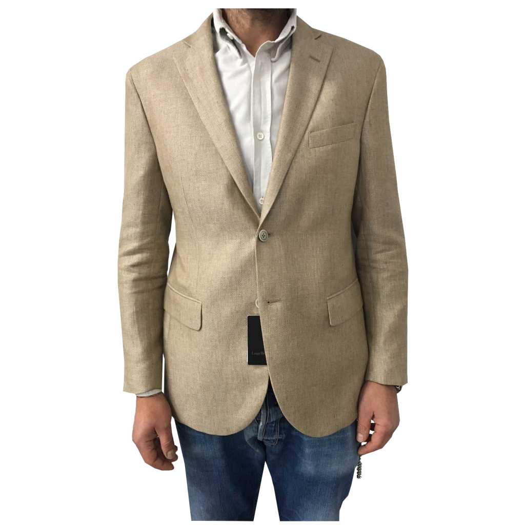LUIGI BIANCHI MANTOVA giacca uomo sfoderata beige 60% lino 40% lana