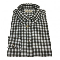 BRANCACCIO camicia uomo quadri moro/bianco button down con taschino