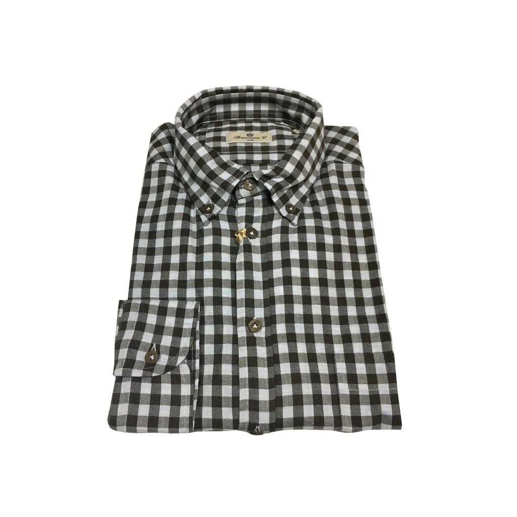 BRANCACCIO camicia uomo quadri moro/bianco button down con taschino BRANCACCIO camicia uomo quadri moro/bianco button down con taschino