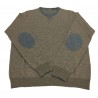 FERRANTE man beige sweater with gray details 100% wool MADE IN ITALY