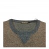 FERRANTE man beige sweater with gray details 100% wool MADE IN ITALY