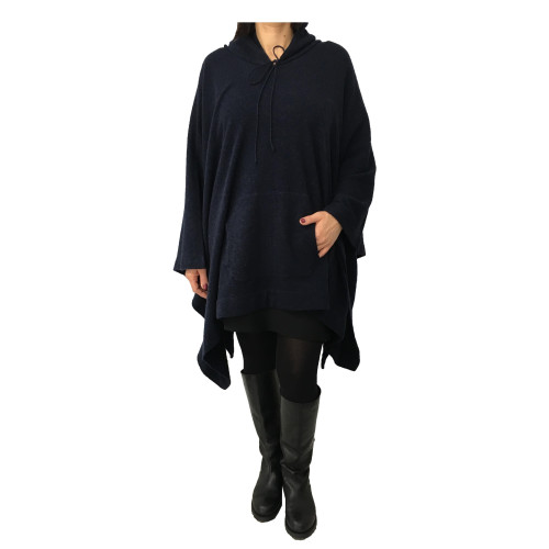 GAIA MARTINO mantella donna con cappuccio 70% lana 30% cashmere MADE IN ITALY