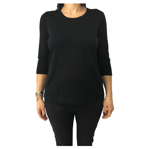 PERSONA by Marina Rinaldi women's sweater black 3/4 sleeve ANICE model 50% wool 50% acrylic