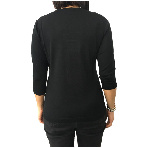 PERSONA by Marina Rinaldi maglia donna nero manica 3/4 mod ANICE  50% lana 50% acrilico