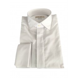ICON LAB camicia uomo con polso gemelli bianca 100% cotone DOPPIO RITORTO