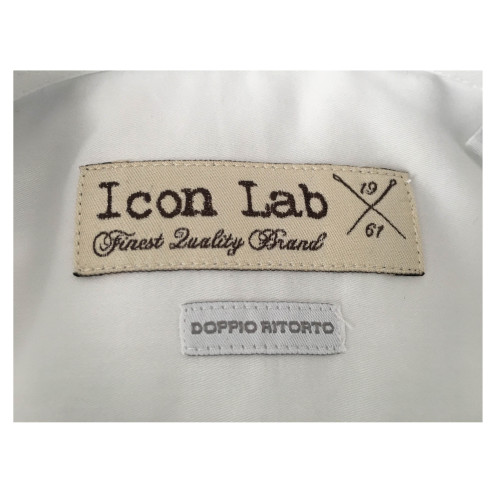 ICON LAB camicia uomo con polso gemelli bianca 100% cotone DOPPIO RITORTO