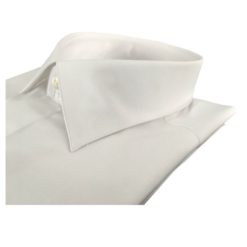 ICON LAB camicia uomo polso gemelli bianca tessuto operato mod LAPO+S2 100% cotone