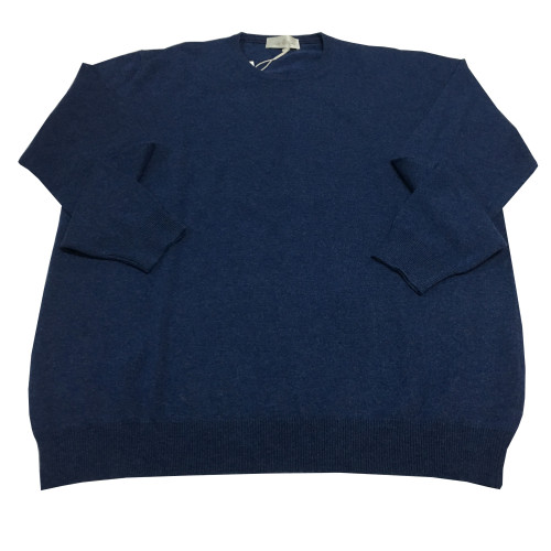DELLA CIANA man crew neck sweater blue 80% wool 20% cashmere MADE IN ITALY